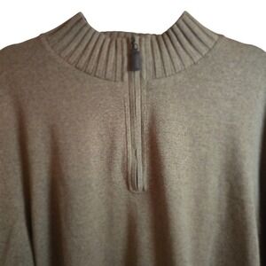 100% Italian Merino Wool Half Zip Sweater Men XL Tan‎ Golf EUC